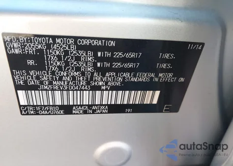 2015 Toyota Rav4 Le из США, поврежденный, VIN JTMZFREV3FD047443